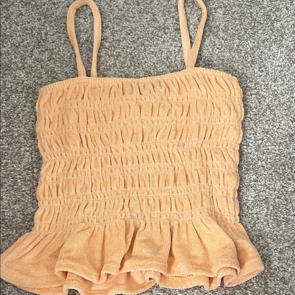 H&M Apricot Smocked Camisole with Ruffle Hem
